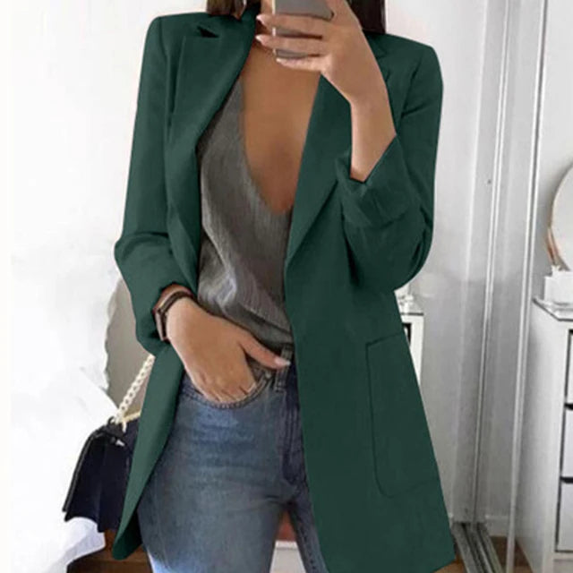 Women's Suit Jacket Solid Color Long Sleeve Cardigan Formal Slim Jacket Fashion Casual Joker Overalls Jacket Women's Coat