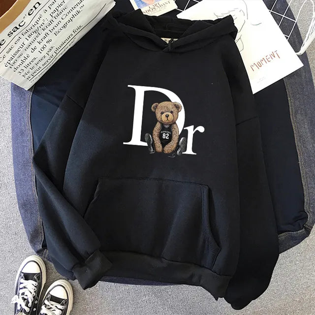 2023 Cotton Hoodie Fashion Brand Fleece Women's Hooded Pullover Cute Bear Printed Sweatshirt Men Women Clothing Free Shipping