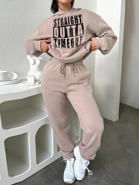 Hoodies Suit Winter Spring Solid Casual Tracksuit Women Fleece 2 Pieces Set Sports Sweatshirts Pullover Sweatpants Wholesale