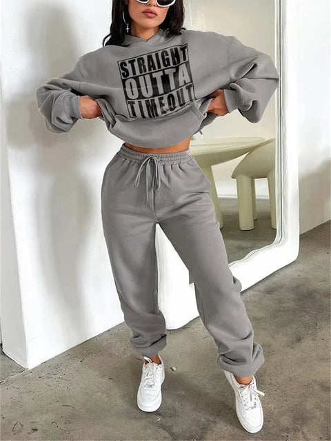 Hoodies Suit Winter Spring Solid Casual Tracksuit Women Fleece 2 Pieces Set Sports Sweatshirts Pullover Sweatpants Wholesale