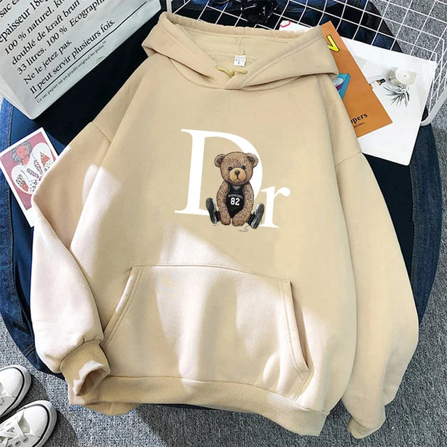 2023 Cotton Hoodie Fashion Brand Fleece Women's Hooded Pullover Cute Bear Printed Sweatshirt Men Women Clothing Free Shipping