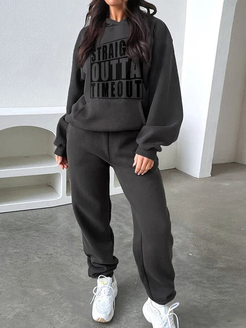 Hoodies Suit Winter Spring Solid Casual Tracksuit Women Fleece 2 Pieces Set Sports Sweatshirts Pullover Sweatpants Wholesale