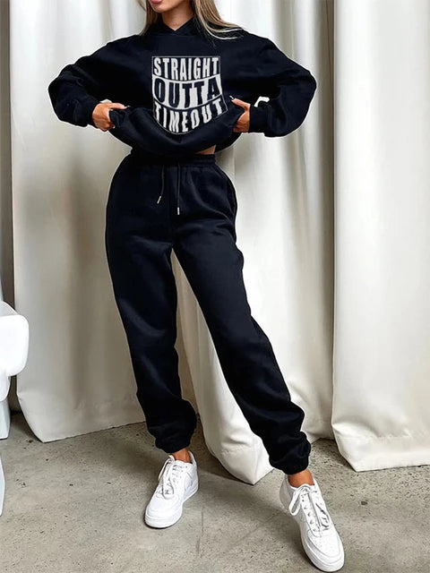 Hoodies Suit Winter Spring Solid Casual Tracksuit Women Fleece 2 Pieces Set Sports Sweatshirts Pullover Sweatpants Wholesale