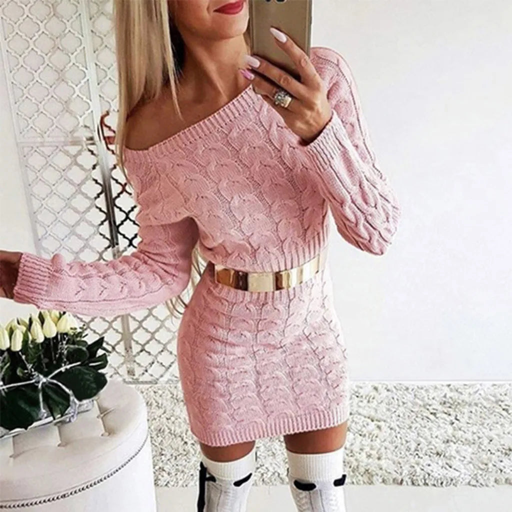 Women's Long Sleeve Top Women's Mid-Autumn Winter Long Sweater Dresses Women's Turtleneck Sweater Korean Fashion Loose Knitwear