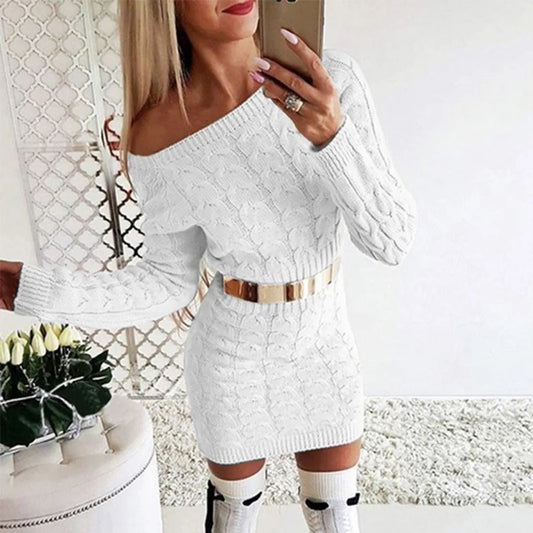 Women's Long Sleeve Top Women's Mid-Autumn Winter Long Sweater Dresses Women's Turtleneck Sweater Korean Fashion Loose Knitwear