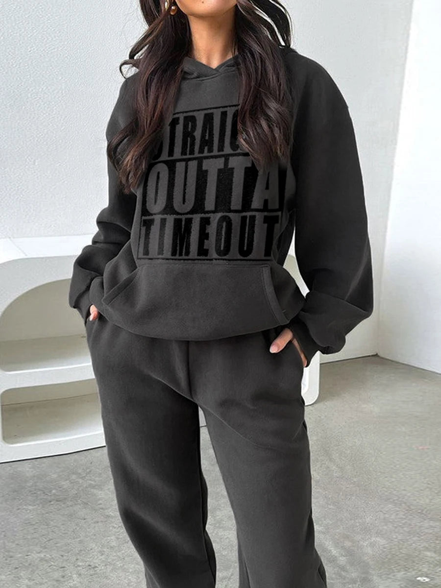 Hoodies Suit Winter Spring Solid Casual Tracksuit Women Fleece 2 Pieces Set Sports Sweatshirts Pullover Sweatpants Wholesale